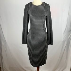 Spense Charcoal Gray Long Sleeve Knit Flattering Dress - Size 4